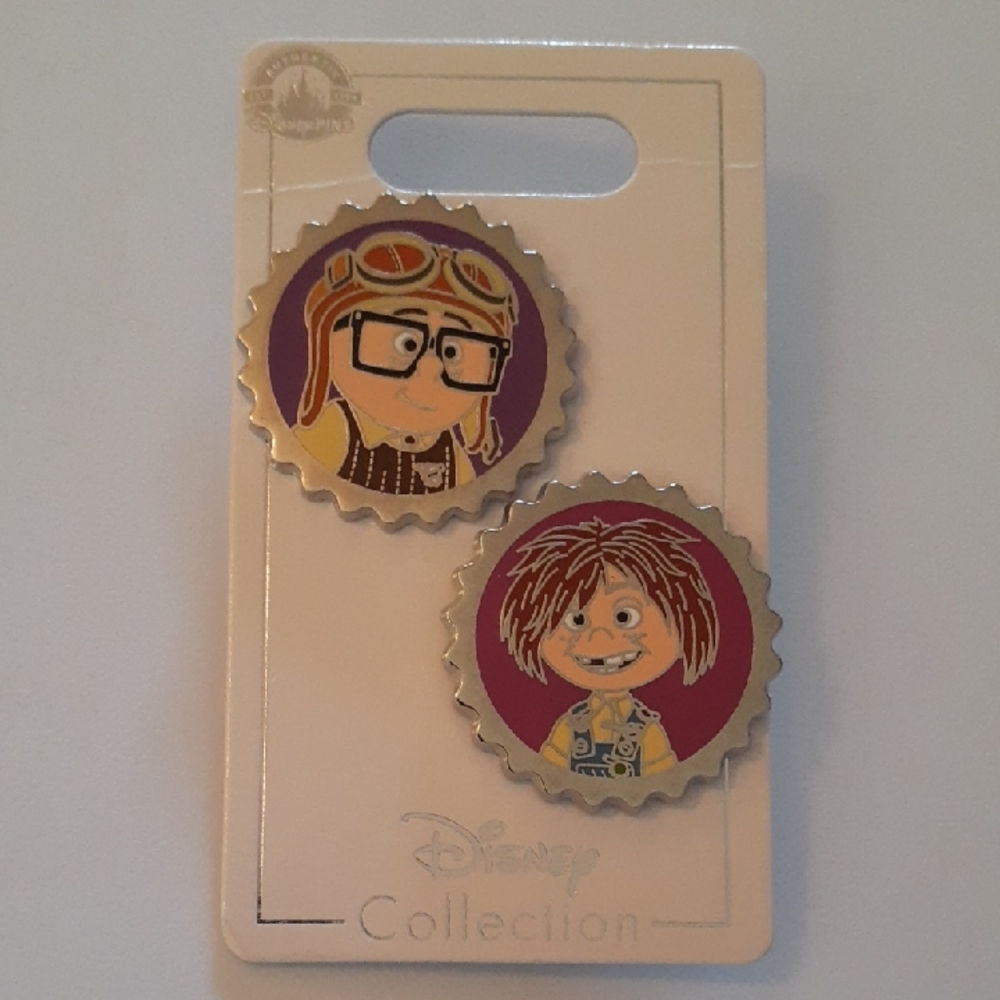 Disney Parks Up Movie Carl And Ellie Bottle Cap Badge Pin Set PB1B2